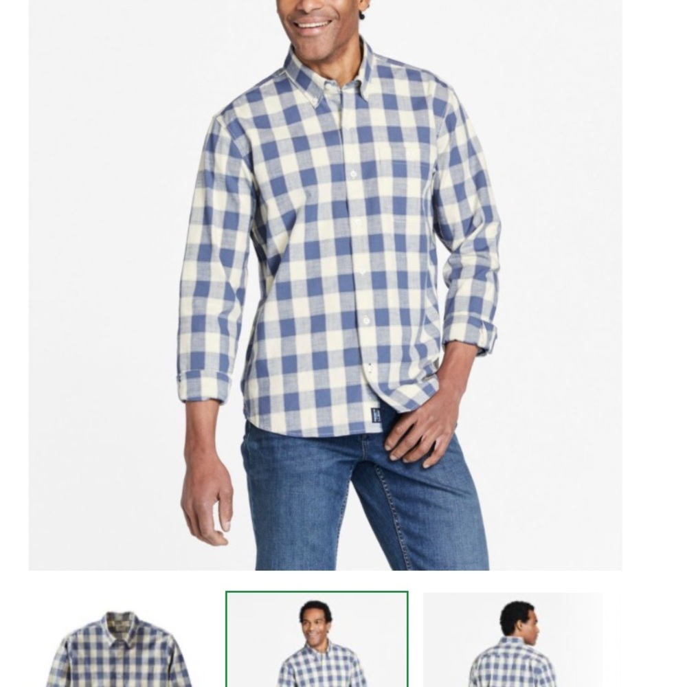 L.L. Bean Blue and White Casual Button Down Shirt Size Large Like New